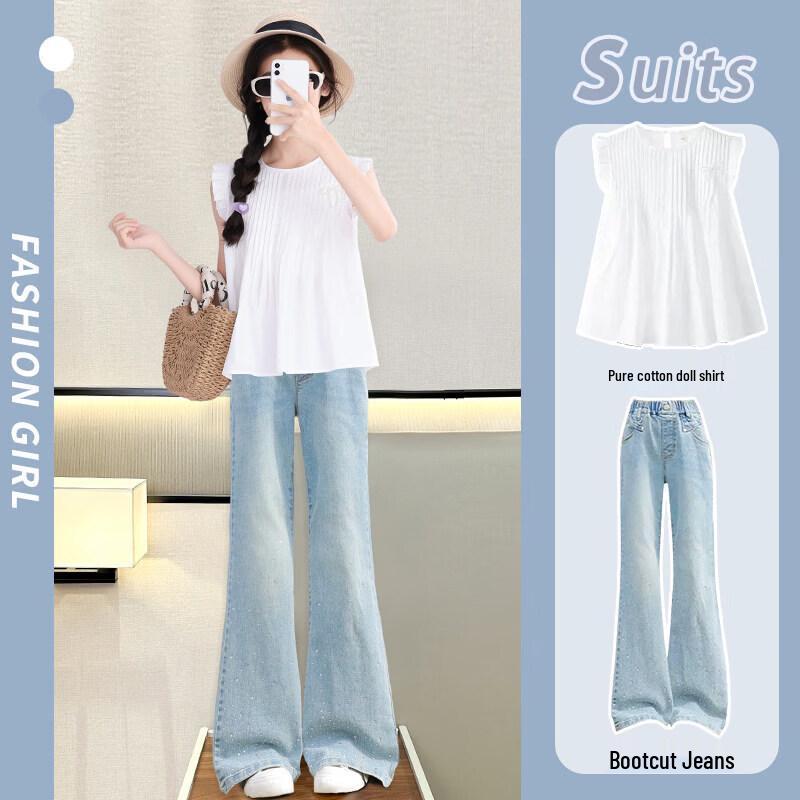 Moonkids Girls  Fashion Summer Vest & Jeans Set 160cm