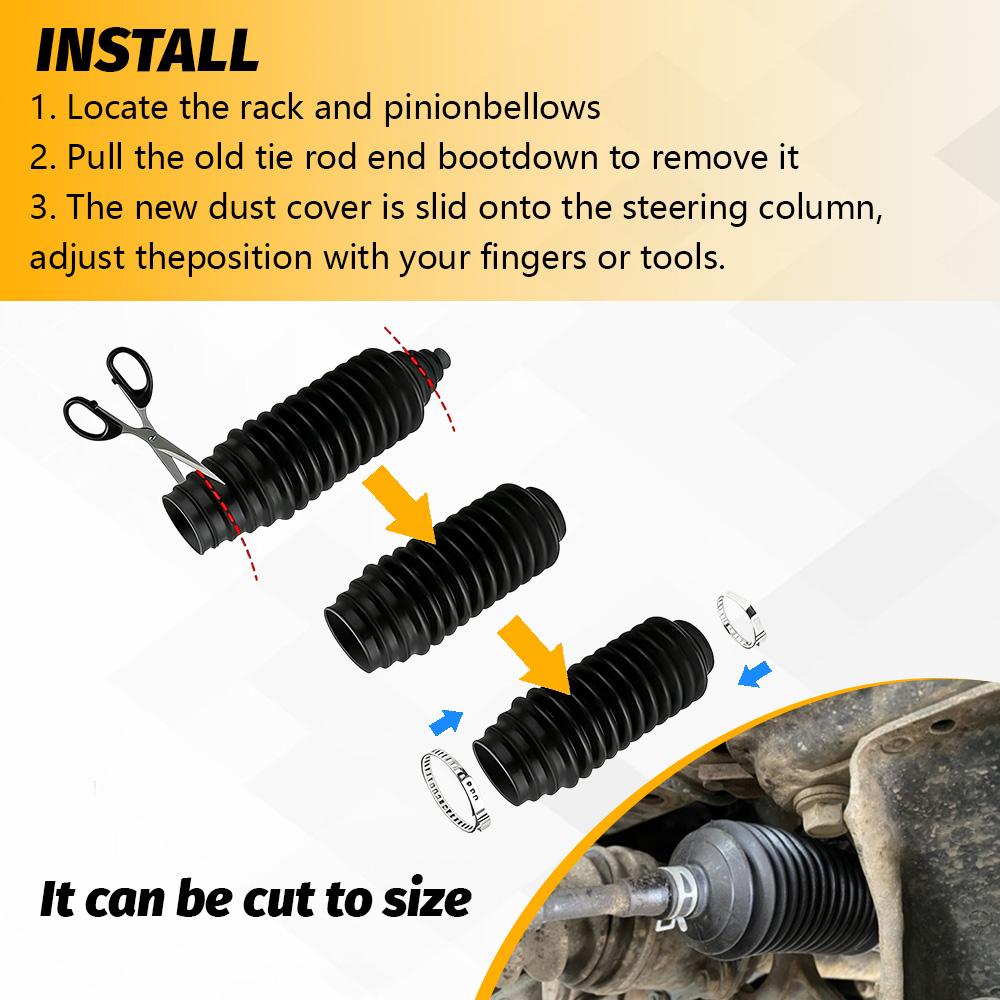 Universal Silicone Rack Pinion Steering Gaiter Pinion Boots+Cable Ties+Clamp Kit For Rack Steering Boot Gaiter And Pinion Boot