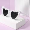 Heart-shaped Design Imitation Pearl Sunglasses UV400 Protection Heart-shaped Goggle  Women