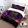 Faith-Inspired Purple Floral Bedding Set Bedding set (1 duvet cover, 2 pillowcases, duvet not included)