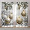 2pcs Set Christmas Tree & Snowman Printed Curtains Rod Pocket Design for Living Room Bedroom Kitchen  Festive Home Xmas Decor