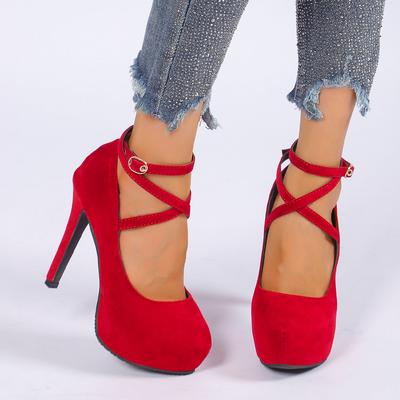 Damen Pumps 2024 Neue Sommer Cross-Bindung Pumps Knöchelriemen Hochzeitspartyschuhe Plateau Kleid Hohe Absätze Damen Zapatos De Mujer