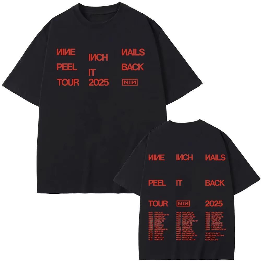 

Женские футболки Nine Inch Nails Peel It Back Tour 2025 Новые футболки Летние уличные футболки Высококачественный хлопок Мягкая одежда L