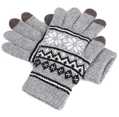 Smartphone Compatible Warm Fleece Knitted Nordic [FREESE] Gloves, Lining, Wool, Touchscreen, Winter, Pattern, Stylish, Sports, Commuting, Exercise,
