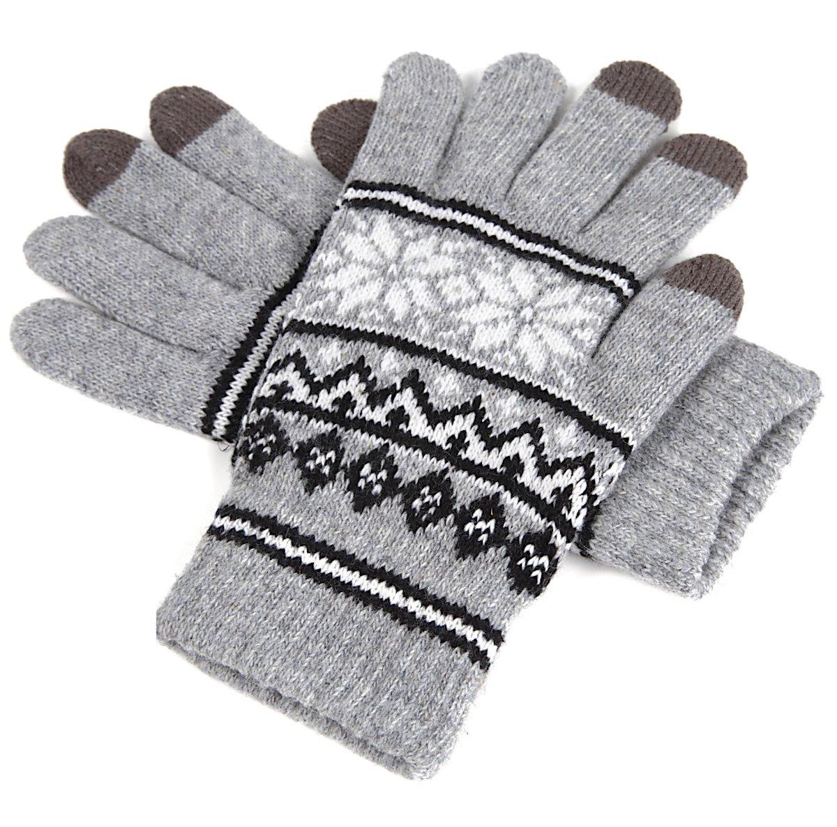 

Smartphone Compatible Warm Fleece Knitted Nordic [FREESE] Gloves, Lining, Wool, Touchscreen, Winter, Pattern, Stylish, Sports, Commuting, Exercise,