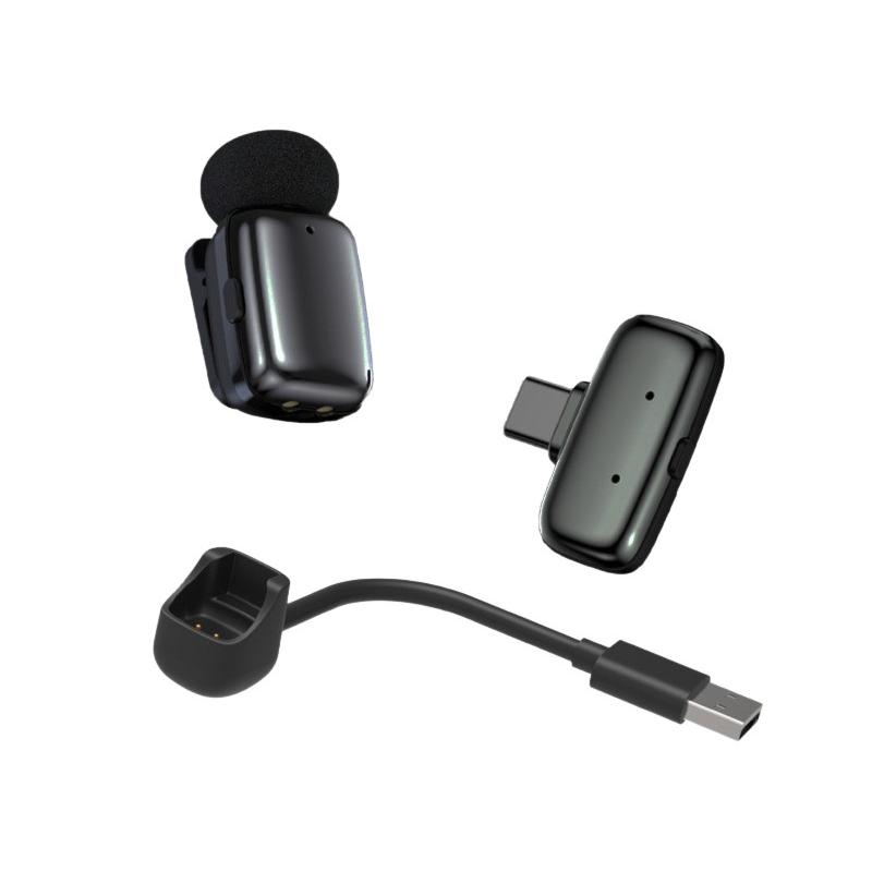 Mini Wireless Lapel Microphone 2.4G Lavalier Microphone for iPhone iPad Android Type-C Video Recording Live Broadcast