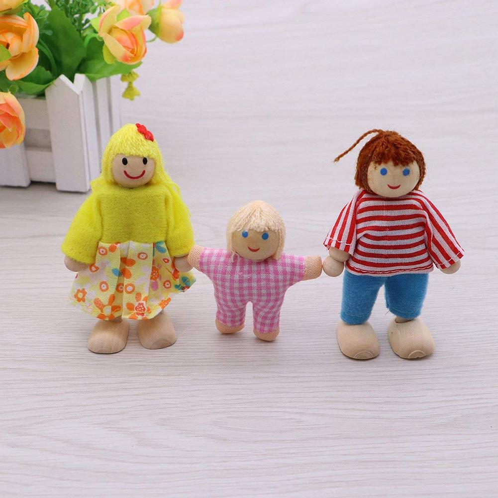 Wooden Happy Family Doll Kids  Puppet Joints Toy Birthday Gift