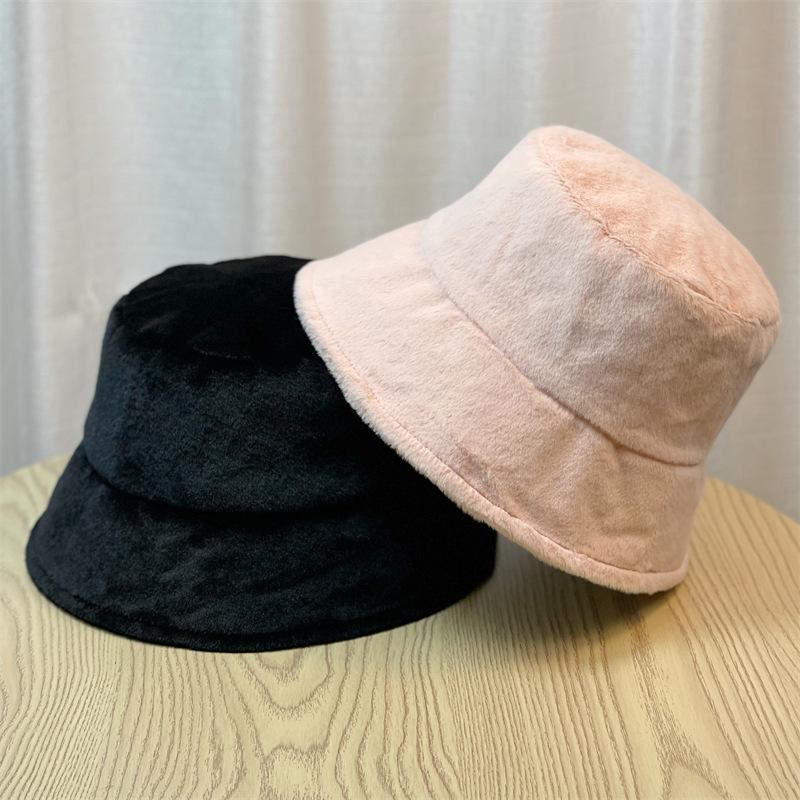 Plush Hat Women's Autumn and Winter Bucket Hat Thermal Basin Hat Top Hat Bucket Hat