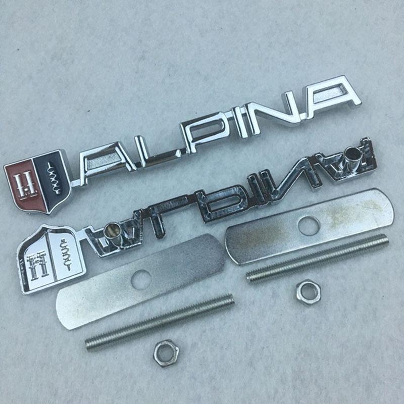 

Elegant 3d Metal Front Grille Grill Badge Emblem Silver Decals Hood Car Alpina Logo