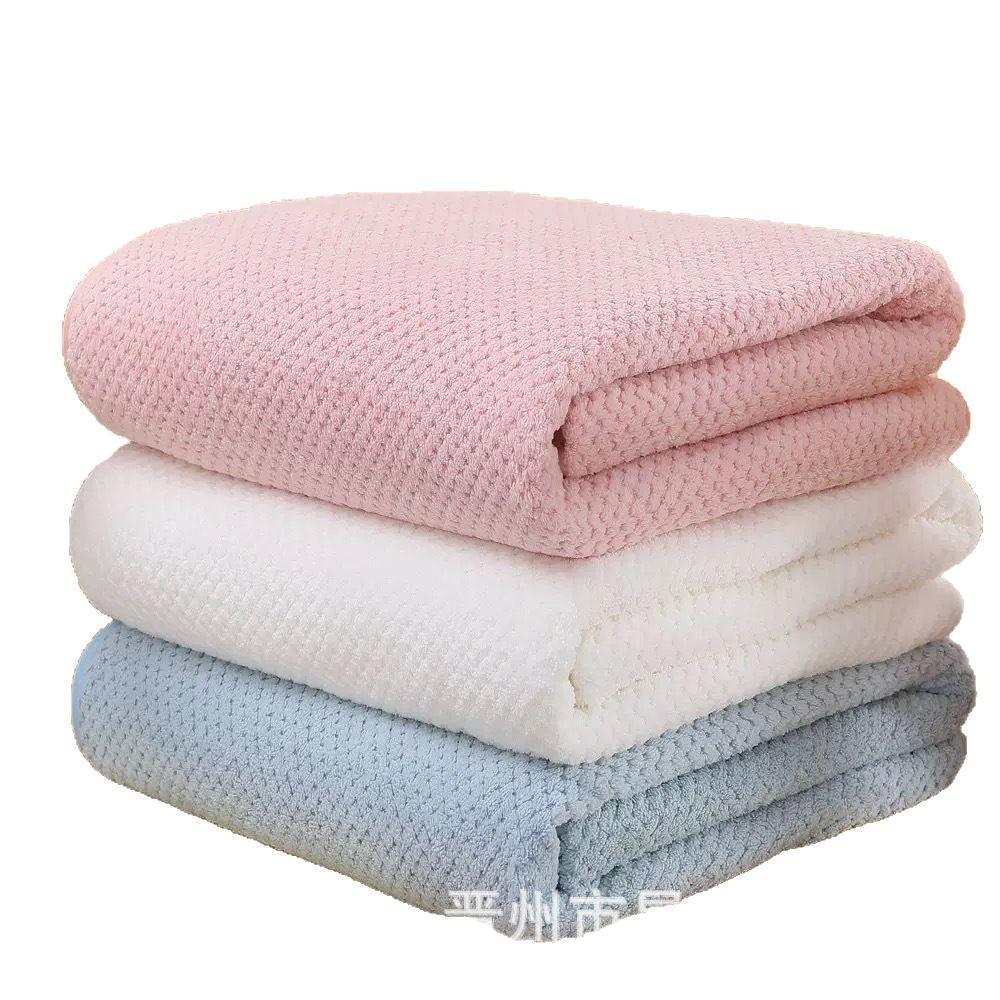 Oversized Coral Fleece Plaid Bath Towel - Absorbent & Quick-Drying for Home Use