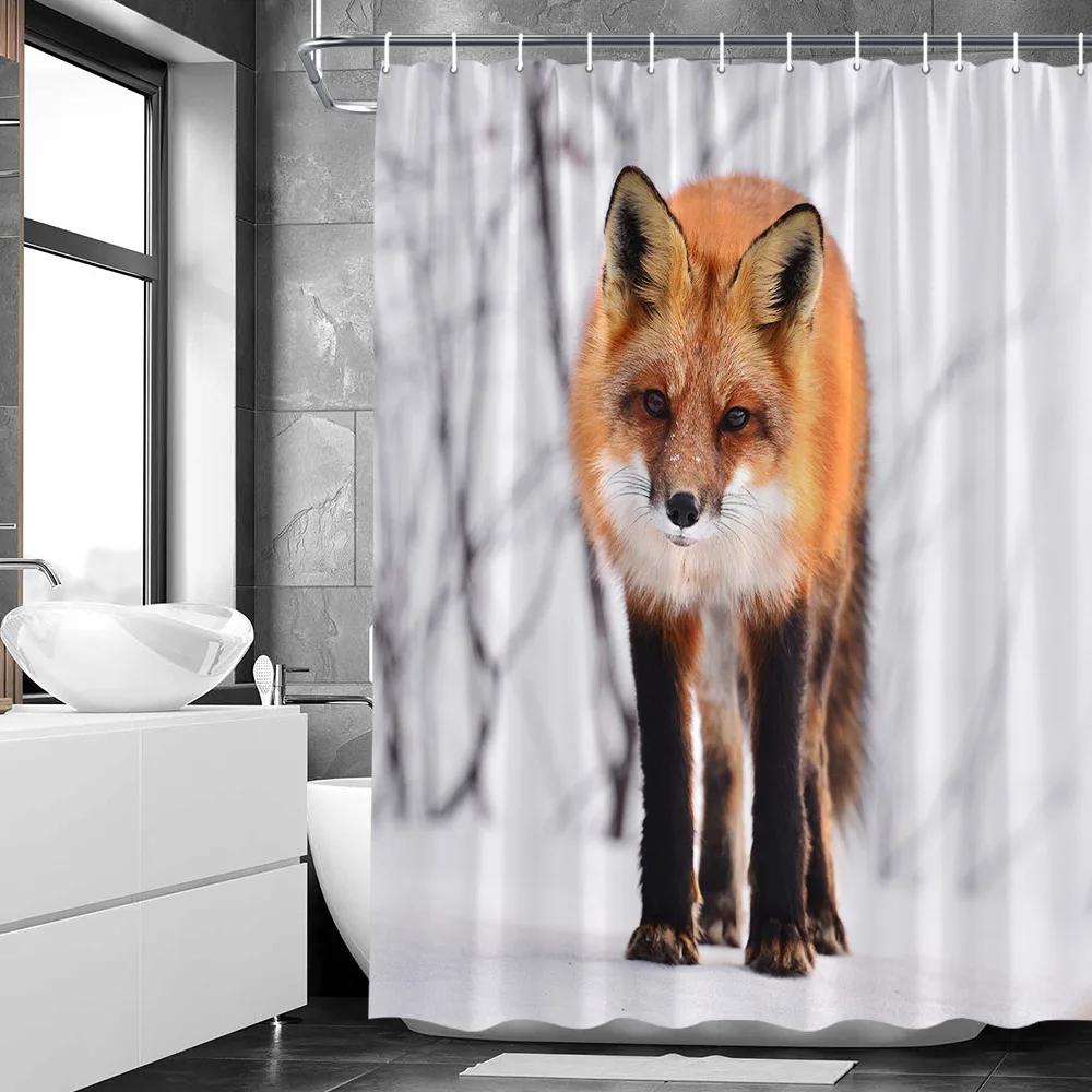 Sexy Woman White Shower Curtains Highland Cow Palm Leaf Ink Flower Bird Polyester Fabric Washable Bathroom Decor Bath Curtain