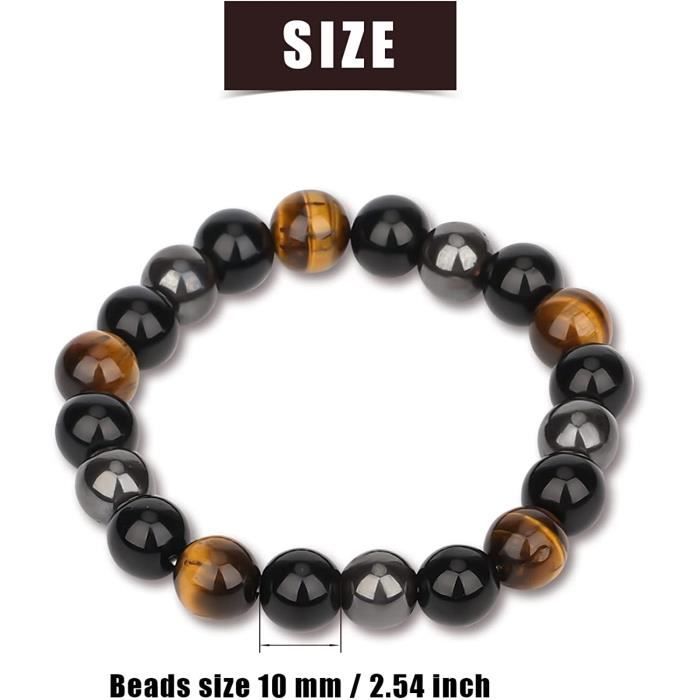 1pc Bracelet Triple Bracelets Obsidienne Bracelets Oeil de Tigre Bracelets Magnétiques Hématite pour Femme et Homme