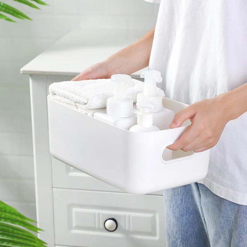 1pc Desktop Cosmetic Storage Box Bathroom Kitchen Bedroom Plastic Storage Basket S-L Dormitory Miscellaneous Storage Box