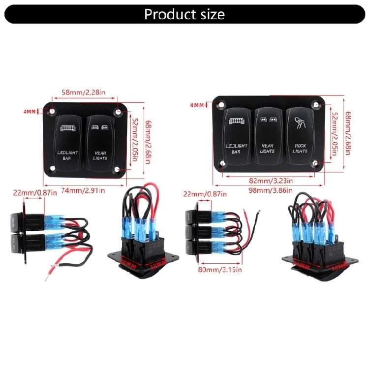 Multifunctional 12V 24V Car 2 Gang/3 Gang Rockers Switch Panel with LED Indicators for Enhances Vehicle Lighting Control