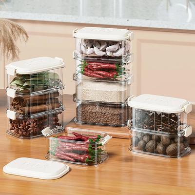1/3/5pcs Spice Storage Box PP Food-grade Material Spice Preservation Box Cabinet Organizer Clear Fruit Spice Sealed Container