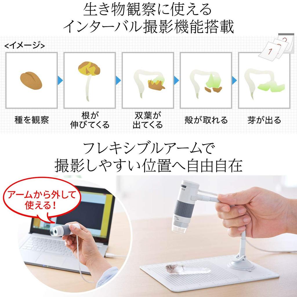 Sanwa Direct Digital Microscope, USB Connection, ViewSave Images Directly On PC, 250x Magnification, 2 Megapixels, Interval ShootingVideo Recording