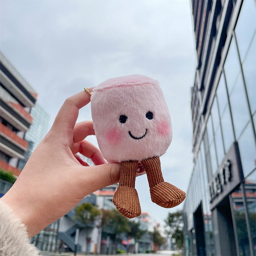 Plush Marshmallow Whimsical Toy Keychain With Cute Smiley Face Accessories For