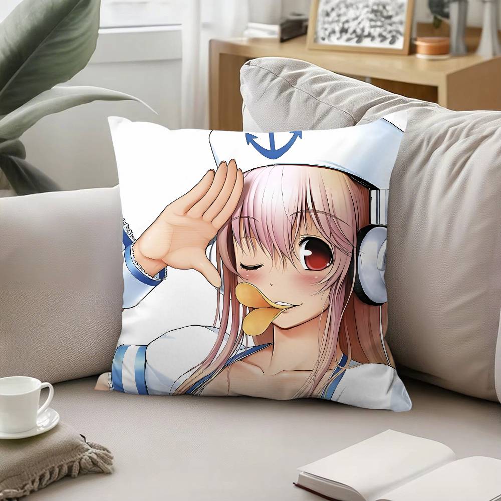 Cute SSUPER SONICO Pillow Case Pattern Printed Pillowcase For Living Room Sofa Cushion Cover  Bedroom Decor