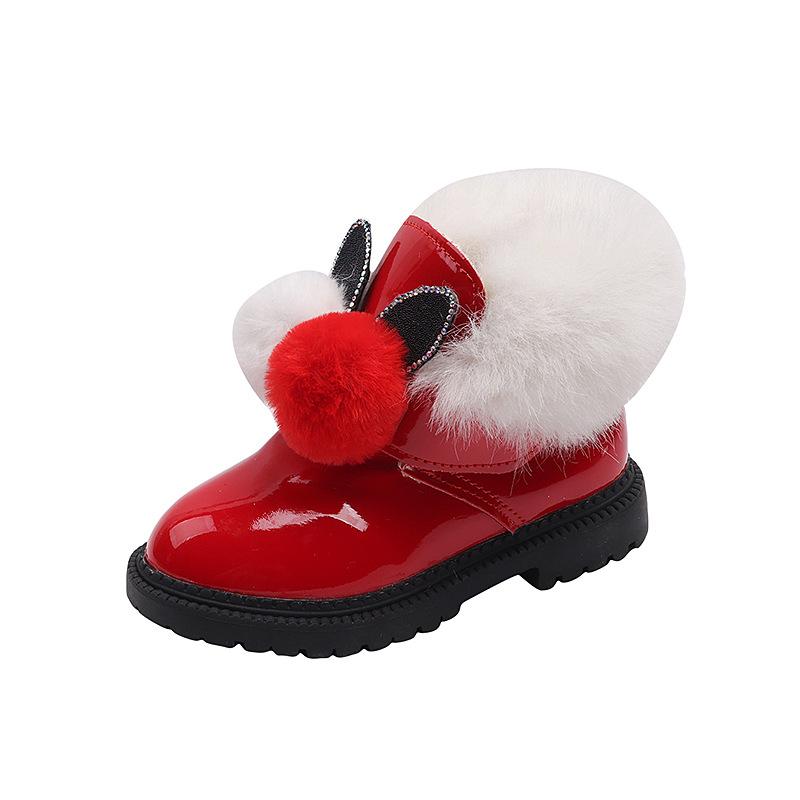 Girl Snow Boots Elegant Fluffy Children's Winter Boots for Princess Warm Versatile Kids Fashion Ankle Cotton Boots Causal Cute