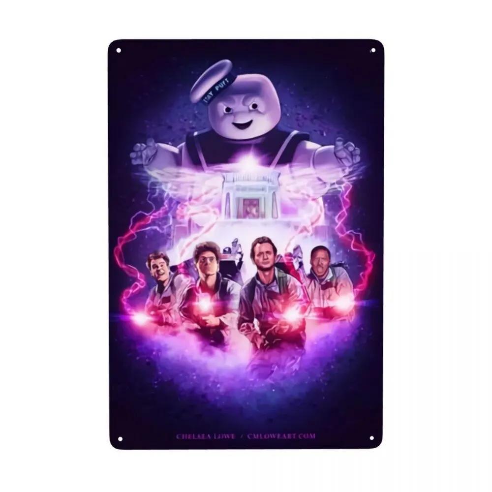 Vintage Cartoon Anime Ghostbusters Metallschild Blechschild Perfekte Wanddekoration für Pub Man Cave Bar oder Zuhause Dekoratives Kunstwerk für
