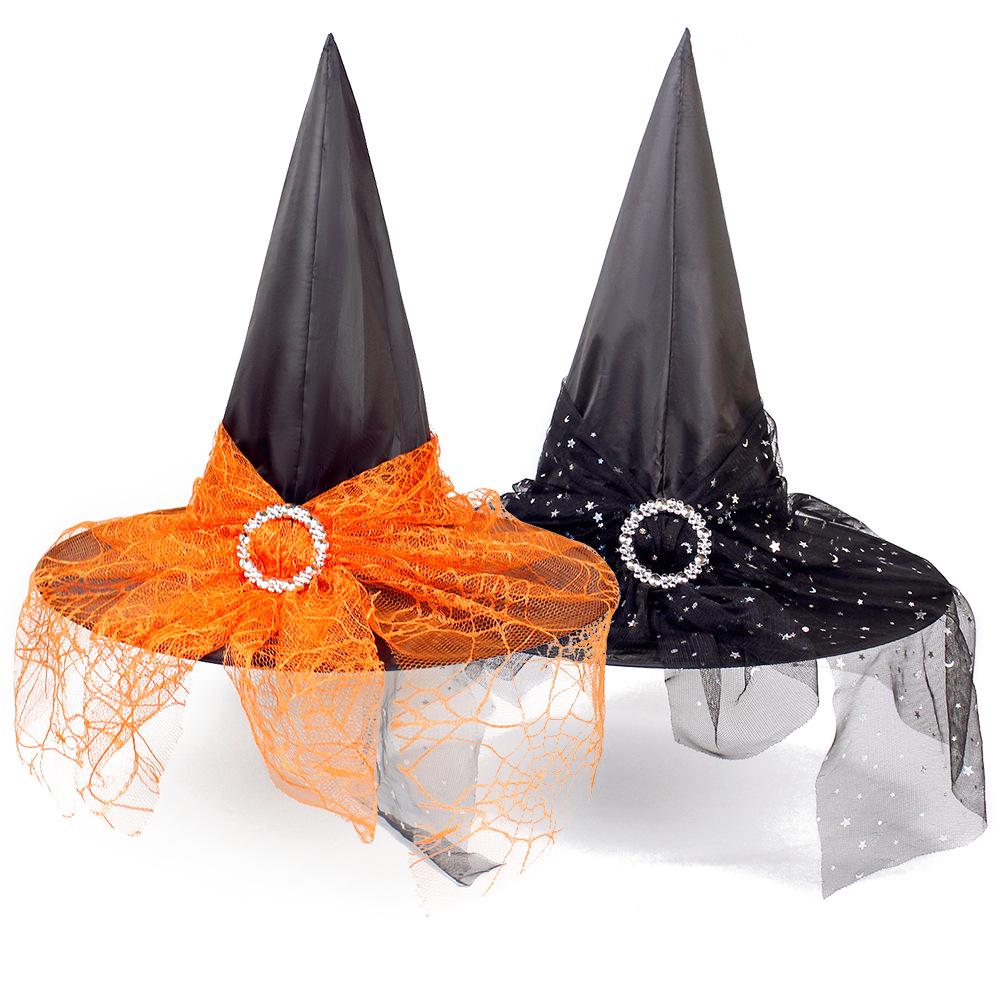 Cross-Border Halloween Witch Hat Gauze Headwear for Adult and Kids Cosplay