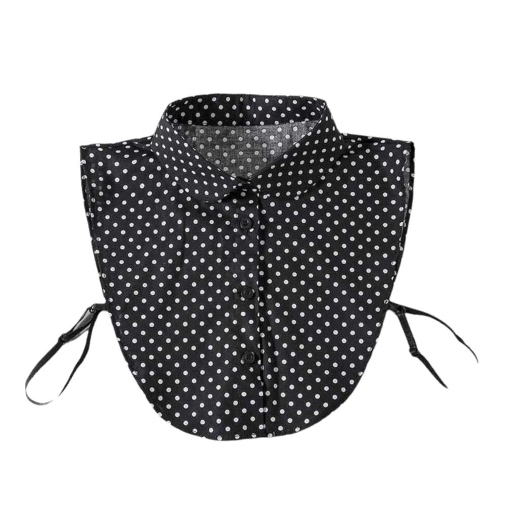 Ruffle Stand Polka Dot Shirt Collar Half Collar Design Base Layer Collar Daily Wear Black Round Collar
