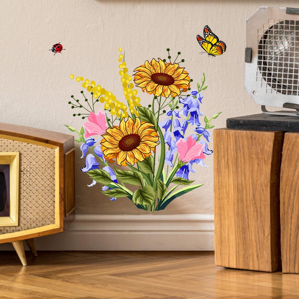 Sunflower Floral Wall Sticker Removable Living Room Bedroom Home Decor Art