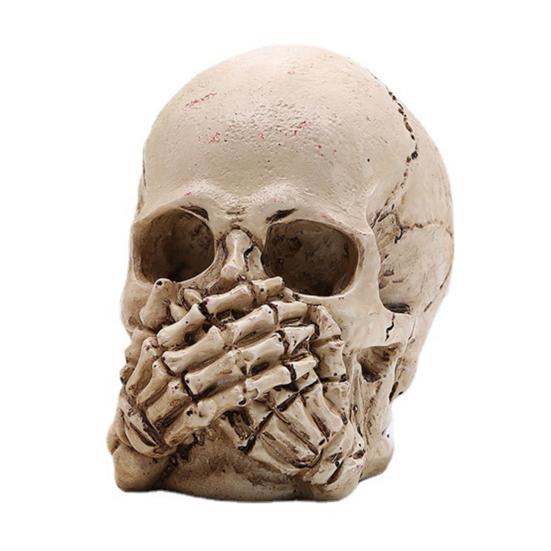 

Хэллоуин светодиодный череп жуткий элегантный стиль светящийся орнамент ужасов реквизит для праздничной вечеринки подарки из смолы ремесла для домашнего украшения хаки