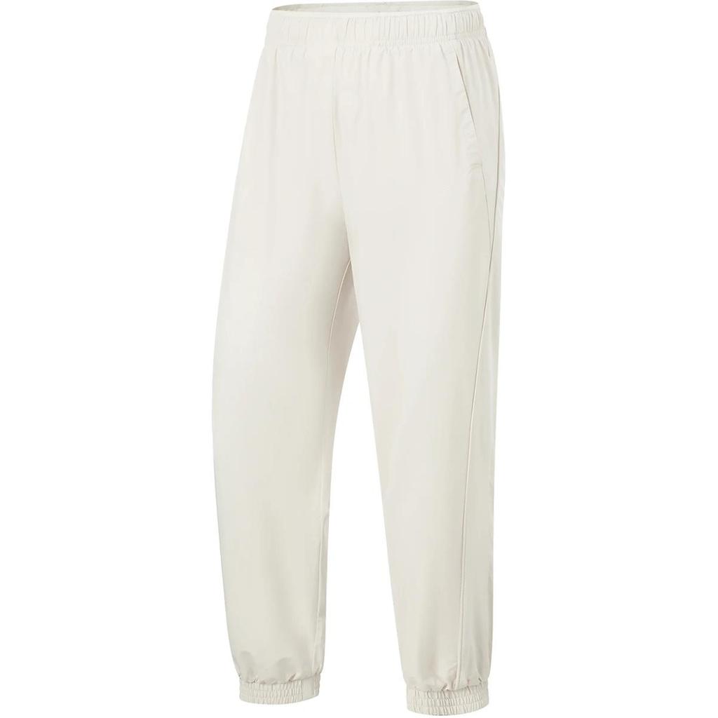 Li Ning Fitness Series Solid Color Mid Waist Comfortable Breathable Cuffed Sports Long Pants Women bottoms Silver-Birch-Gray AYKU478-2