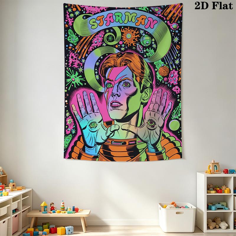 David Bowie: Starman Cosmic Pattern Home Decor Tapestry, Wall Hanging, Decorative RV Wall Cloth.ZGT0914031