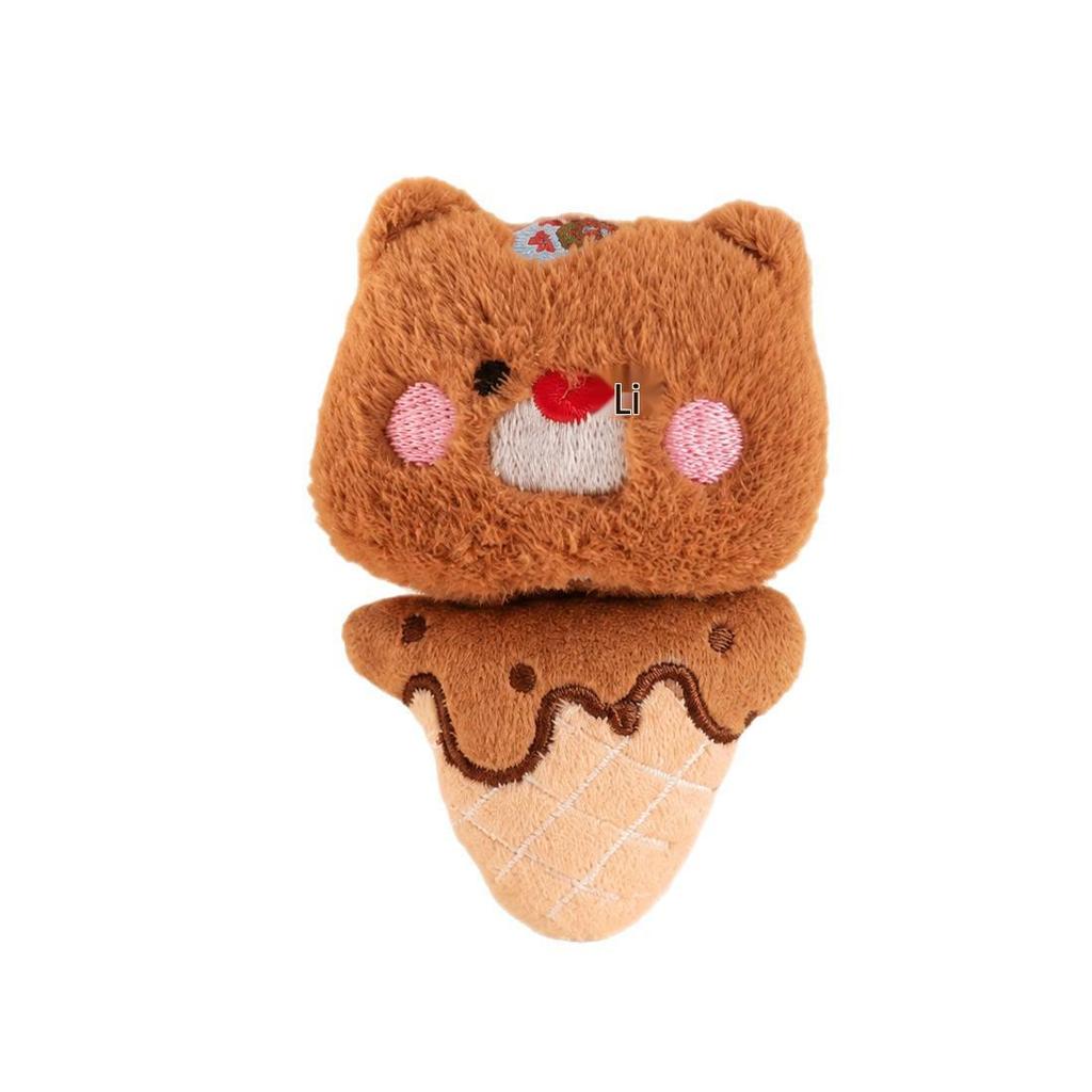 Adorable Ice Cream Dog Keychain Plush Pendant for Bags