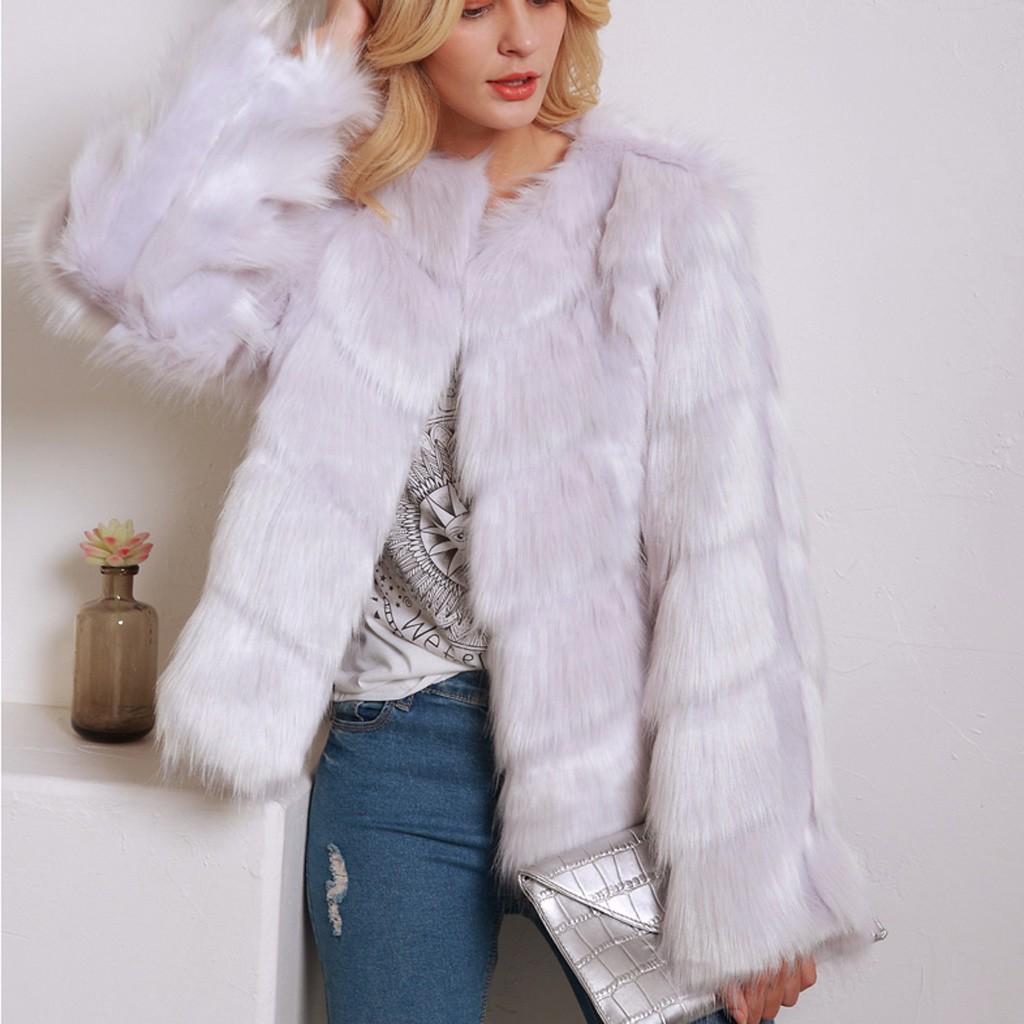 

Модная женская однотонная зимняя осенняя теплая толстая куртка из искусственного меха, верхняя одежда M белый