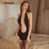 Manyan Sexy Hollow Halter Neck Lingerie Secretary Uniform - One Piece