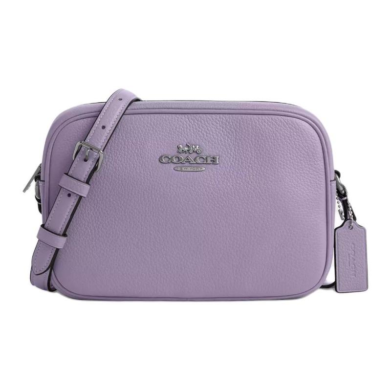 

COACH crossbody bag Jamie 22 Adjustable Shoulder Strap with Zipper Closure Refined Pebbled Leather Camera Shoulder Small Women s Silver and Light срібний