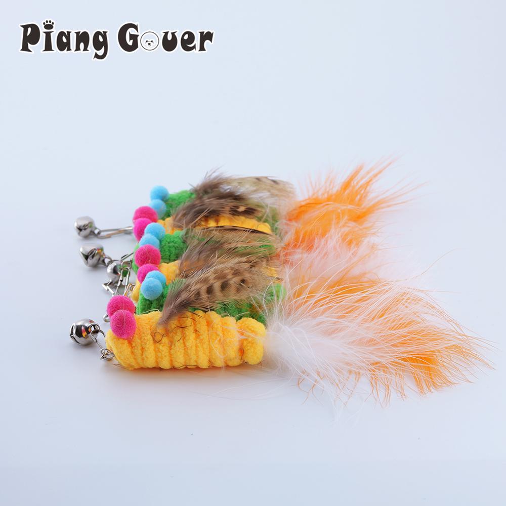 6pcs Mix Plush Bug Feather Teasing Cat Stick Replacement Head Cat Toy Kitten Interactive Toys Pet Supplies