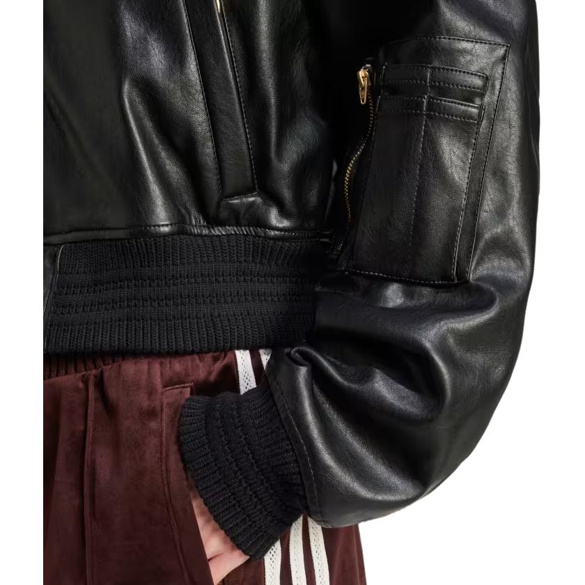 Adidas Originale Bequeme Lockere Reißverschluss Langarm Kurze Jacke Damenjacken Schwarz IX0967