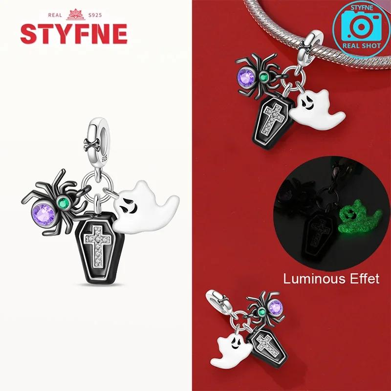 Copper Original New Halloween Series Luminous Skull Beads Fit Bracelet Diy Charm For Women Jewelry Fashion Giftcopper