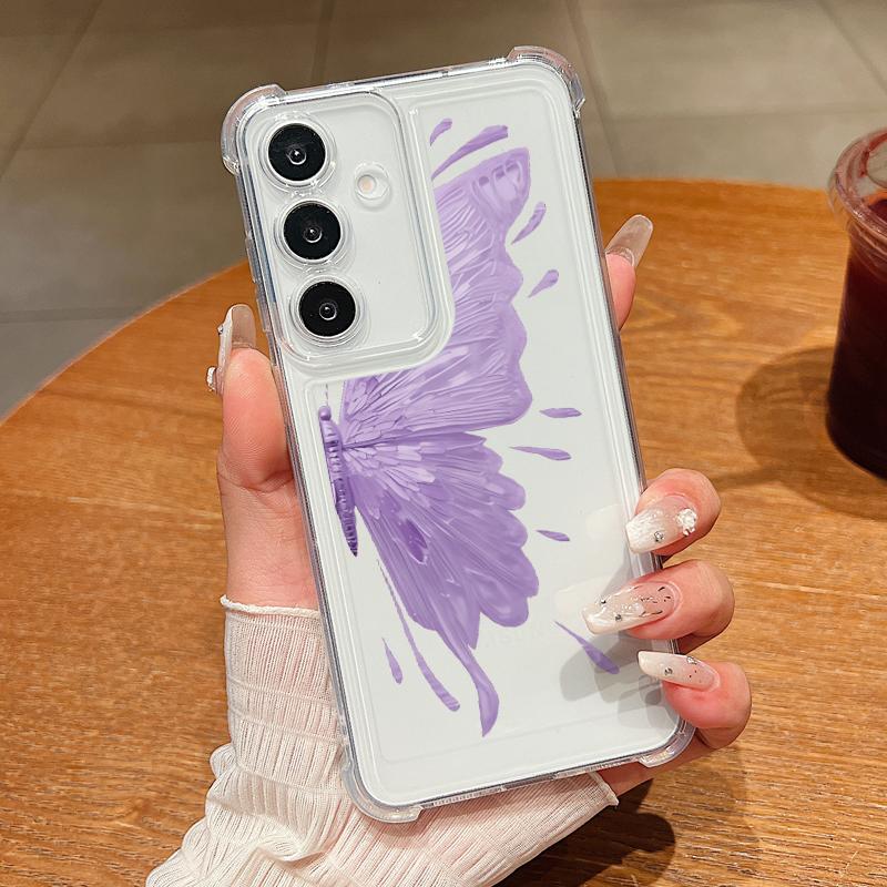 

Прозорий протиударний чохол з принтом метеликів для Samsung S25 Ultra S24 FE S23 S22 A56 A36 A16 A55 A35 Тонкий чохол для телефону з м якого силікону Samsung A52 / A52S світло-фіолетового кольору