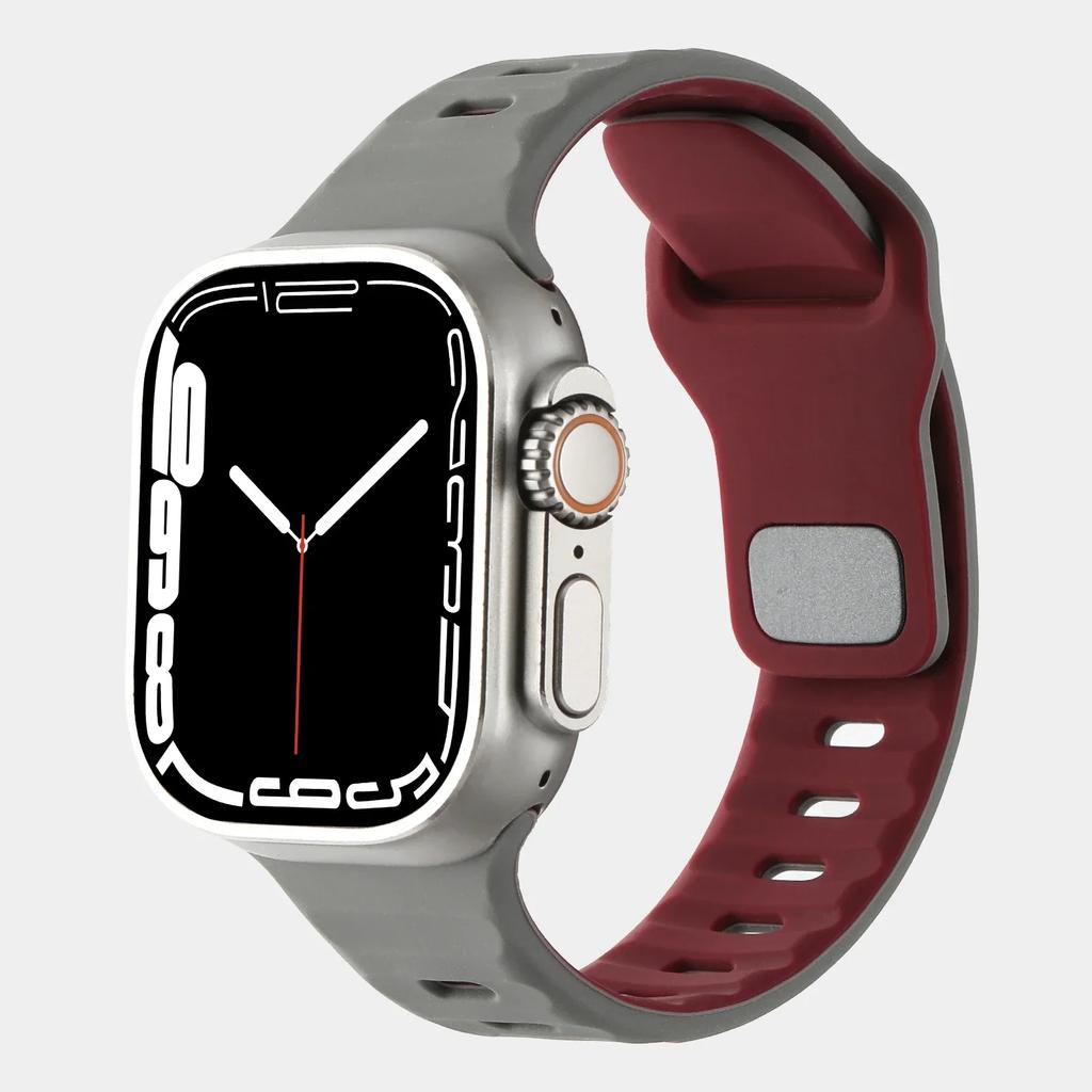 Silicone Strap for Apple Watch Band Ultra 2 49mm 46mm 44mm 45mm 41mm 40mm 42mm Two-tone Bracelet Iwatch Serise 10 9 8 7 6 SE 5 4