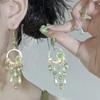 2025 Versatile New Green Lily of the Valley Earrings Fresh Tassel Water Drop Sweet Earrings Niche Stud Earrings