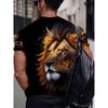 Men's Majestic Lion Printed T-Shirt Casual Short Sleeve Crewneck Top Cool Orange Splash Animal Graphic Tee Hip Hop Style Streetwear Fashion Clothing