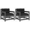 VidaXL Chaises de jardin et coussins lot de 2 gris bois de pin massif, chaise longue, chaise d'extérieur, siège d'extérieur, 825564