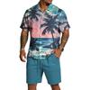 Herren Casual Leichtes Atmungsaktives Kurzarmhemd und Shorts Set