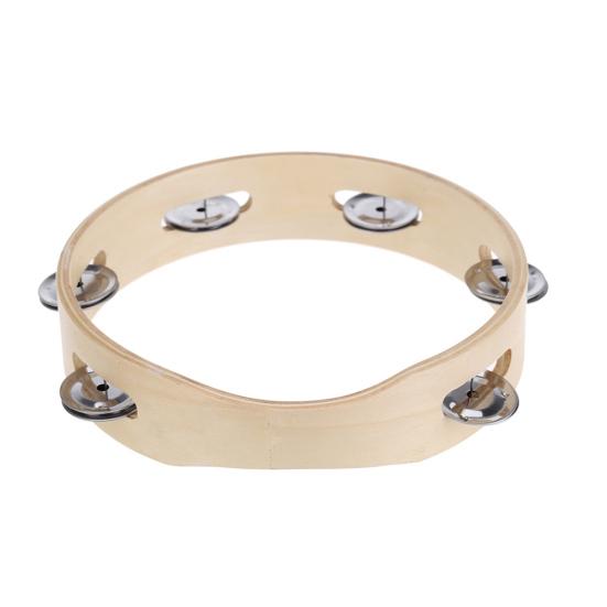 8inch Kids Wooden Headless Tambourine Bell Metal Single Row Musical Instrument