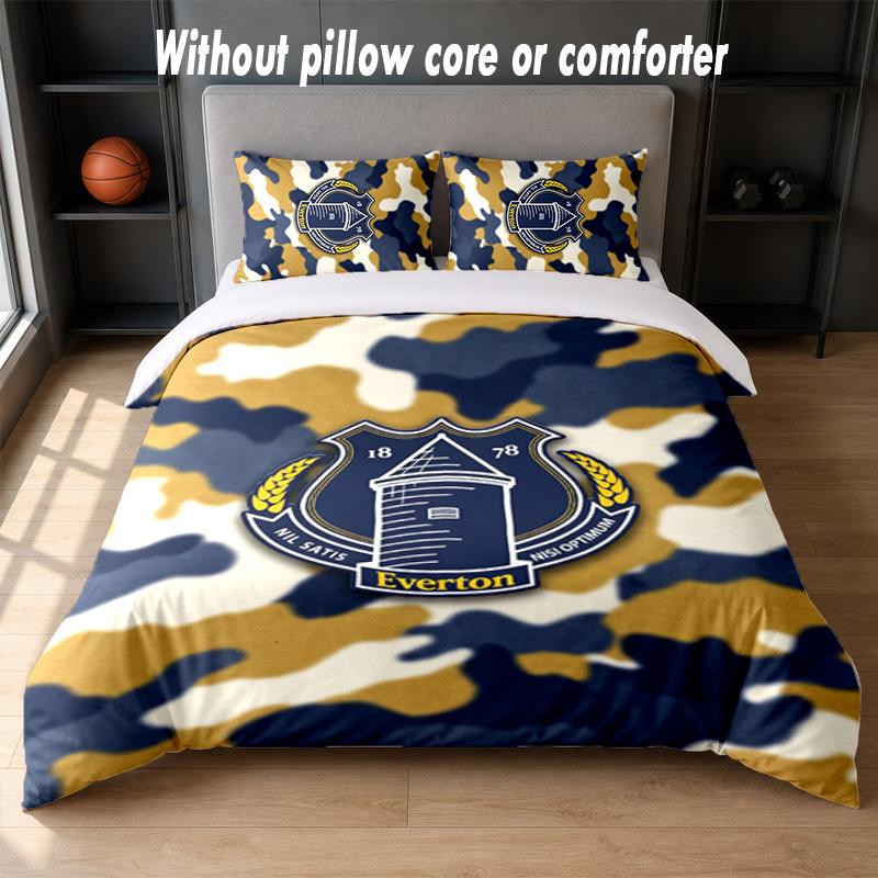 Everton Football Design Bed Bedding Set 1 Duvet Cover + 2 Pillowcases Soft Breathable Household Bed Linens