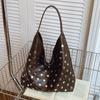 Rivet Underarm Bag Commuter Large Capacity Shoulder Bag Hollow Handbag Rivet Punk Bucket Bag Women's Bag