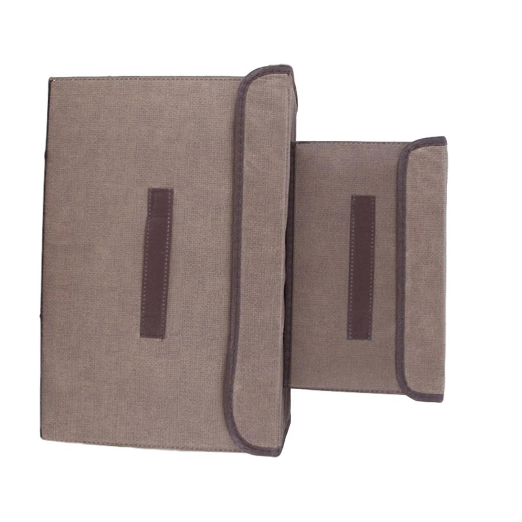 2Pcs Folding Storage Box Non Woven Rectangle Fabric Clothes Basket Toys Container with Lid