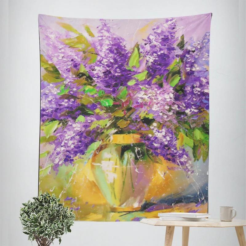 Oil Painting Potted Flowers Decorative Tapestry Home Wall Decoration Office Living Room Tapestry