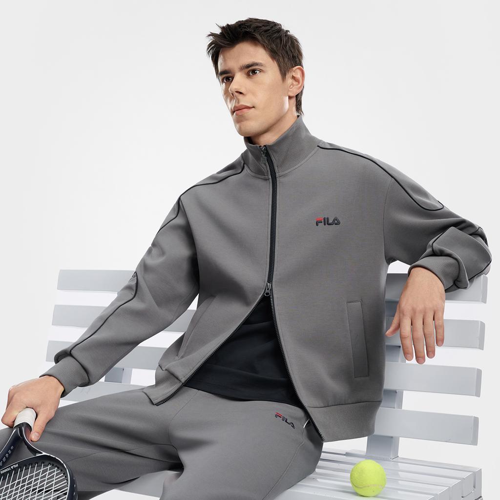 Fila Tennis Fashionable Personality Trend Classic Retro Sports Casual Versatile Comfortable Loose Knit Jacket Men Jacket Dark-Reef-Gray A11M613515FDY