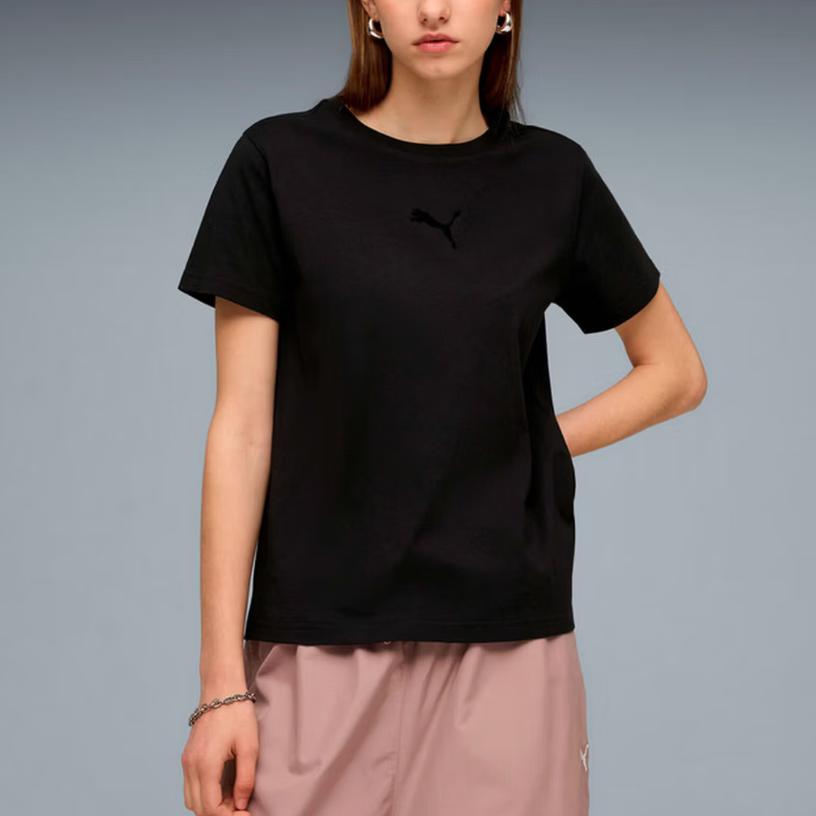 Puma Knitted Simple Solid Color Round Neck Short Sleeve T-Shirt Women Tops 637774-01